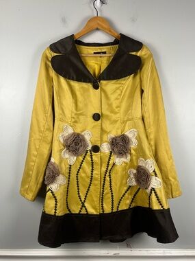 Anthropologie Ryu: Twee yellow brown button down jacket size small